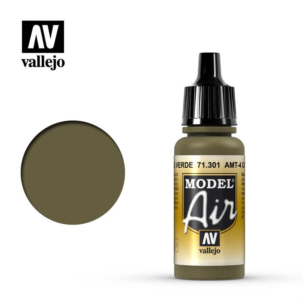 Vallejo  71301 301 Model Air AMT.4 Camouflage Green Acrylic Paint 17ml