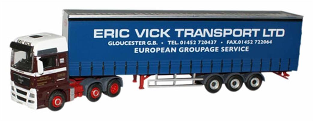 Oxford Diecast MAN02CS MAN TGX XLX Curtainside Eric Vick Transport Lorry Model 1/76