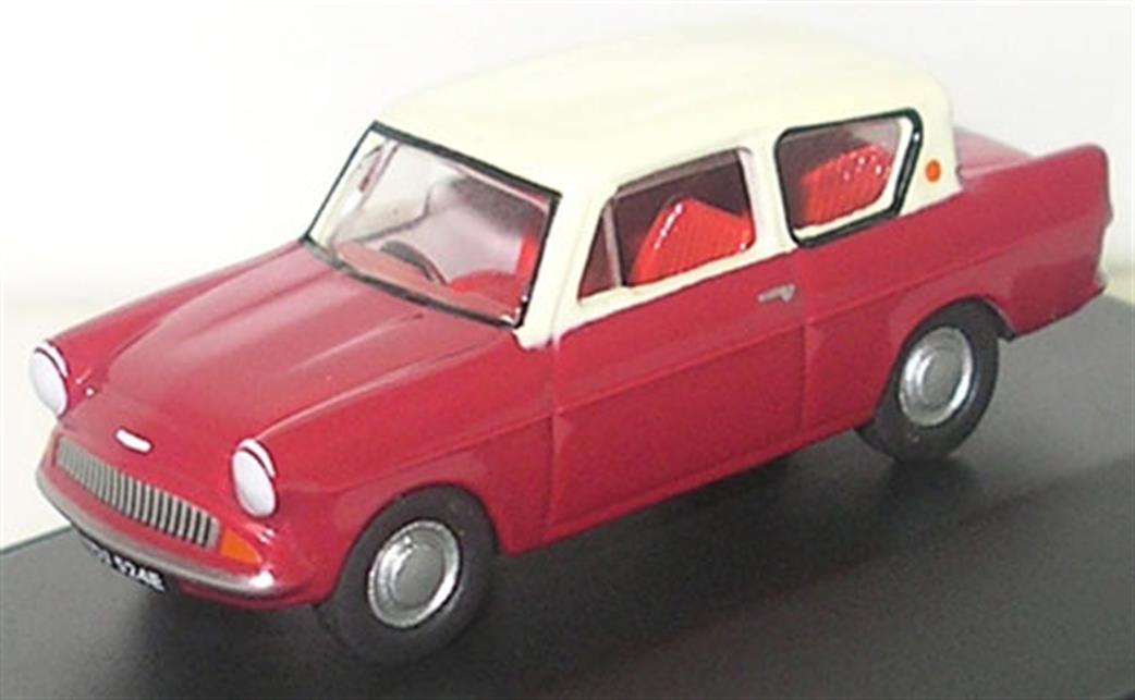 Oxford Diecast 1/148 N105001 Ford Anglia Model in Red & Cream
