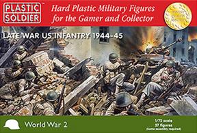 1/72nd US Infantry for the European Theatre of Operations 1944-45. 51 hard plastic figures including variety of riflemen, BAR gunners, command, signallers, medics, casualties and snipers with Springfield rifles.