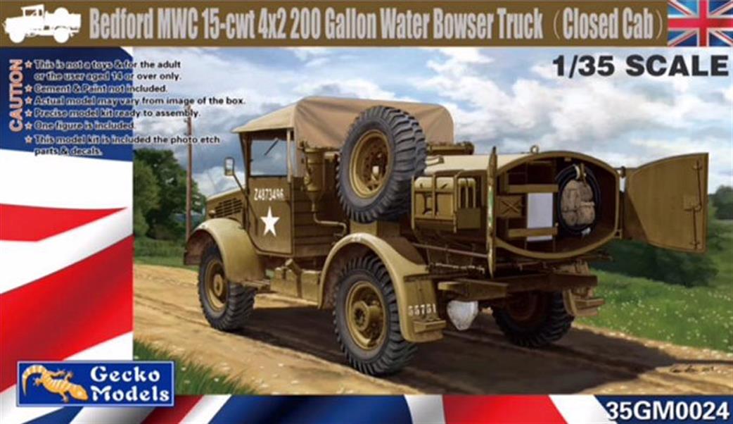 Gecko Models 1/35 35GM0024 Bedford MWC 15-cwt 4x2 200 Gallon Water Bowser Truck