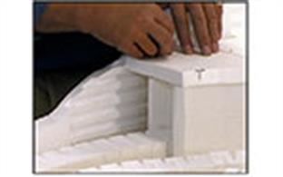 1/2" Foam Sheets work great for forming tunnel walls, ceilings or overpass supports. They are 12" wide x 24" long. Pin with Foam Nails (ST1432) and glue in place with the Low Temp Foam Glue Gun (ST1445 and Glue Sticks ST1446) or Foam Tack Glue (ST1444). 