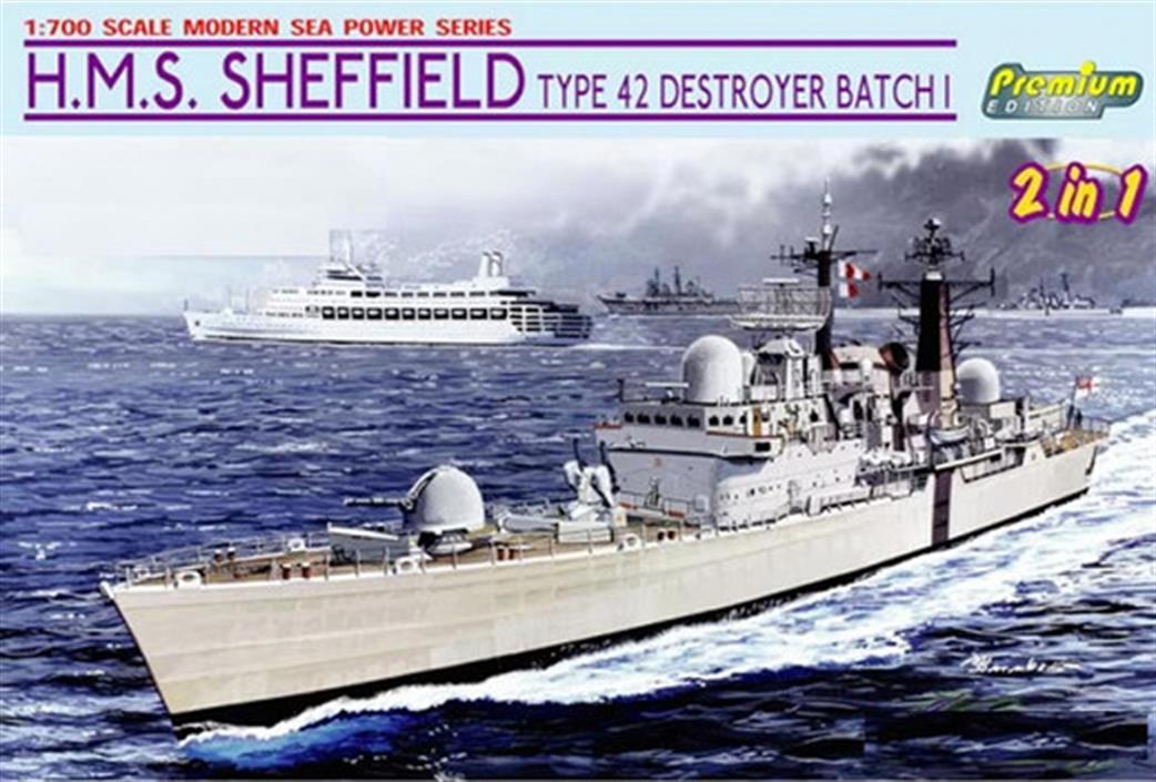 Dragon Models 1/700 7133 Cyberhobby HMS Sheffield Type 42 Destroyer 40th Anniversary Falklands War Kit