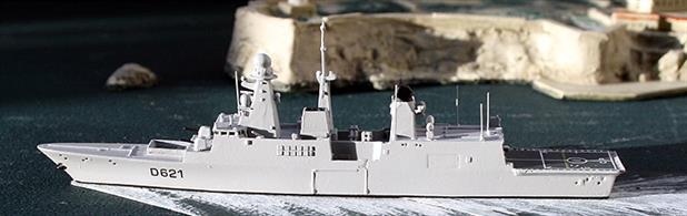 This model is beautifully finished in the French Navy's unique light gray and the excellence of the casting shows off the clean, sharp lines of the prototype, Forbin class Destroyer.