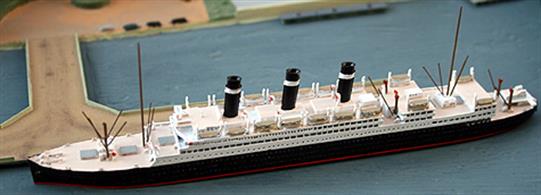 At last, more stock of this famous and much loved liner. Unfinished when Germany invaded Belgium at the start of WW1, she completed as a British troopship. Here she is modelled in her post-WW1 form as a prestige transatlantic liner.