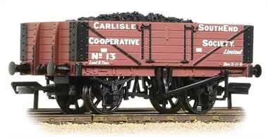 A detailed model of a 5 plank private owner open wagon operated by the Carlisle South End Co-Operative Society Limited. Wagon supplied complete with a load.Era 3. 1923-1947