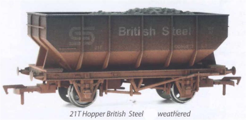 Dapol OO 4F-034-101 British Steel Consett 21-Ton Steel Hopper Wagon Weathered