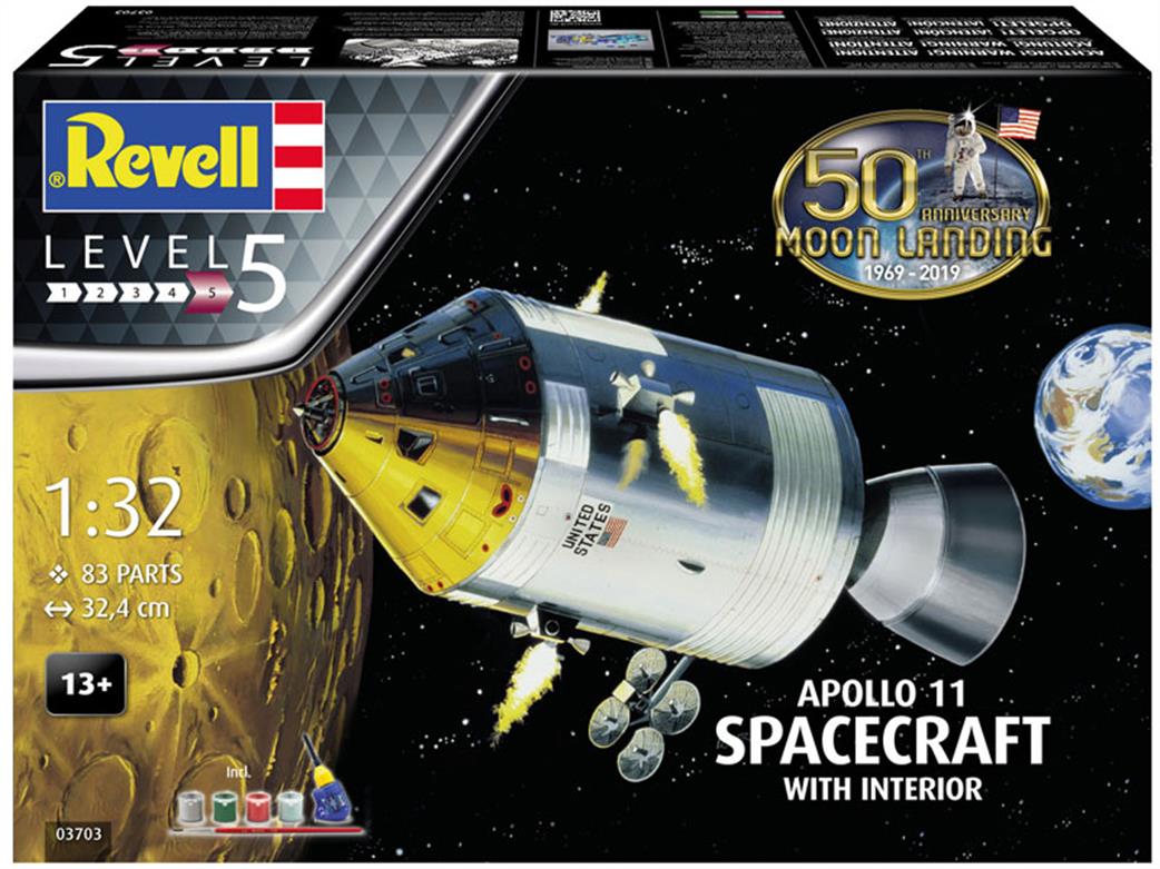 Revell 1/32 03703 Apollo 11 Spacecraft with Interior Gift Set