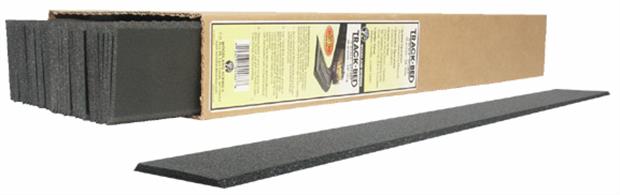 There are 36 Strips in this Track-Bed Bulk Pack. These strips are the perfect roadbed for especially tight track applications. The strips are 5mm x 2 3/4" x 24". Track-Bed requires no pre-soaking like cork does: it remains flexible and won't dry out or become brittle! It aligns well with cork or Homasote applications. Install Track-Bed with Foam Tack Glue (ST1444). Pin in place with Foam Nails (ST1432).