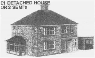 A card kit to build a model of a brick-built semi-detached house. A number of optional parts are provided to make each house different.