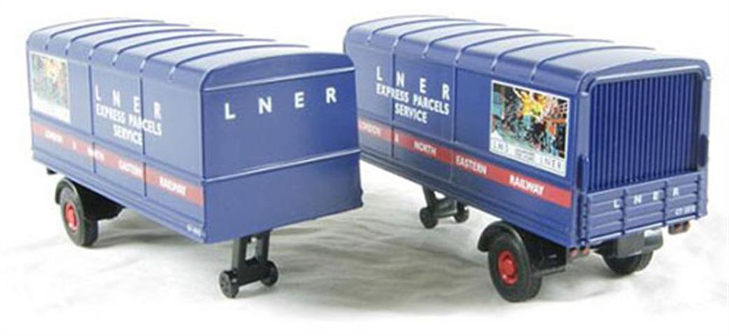 Oxford Diecast 76MH004T LNER Mechanical Horse Twin Trailer Pack 1/76