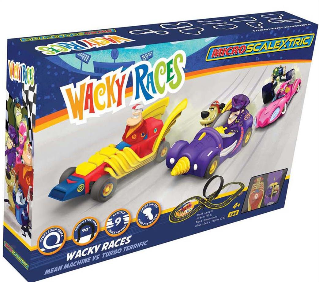 Scalextric G1142 Micro Scalextric Wacky Races Slot Car Set 1/64