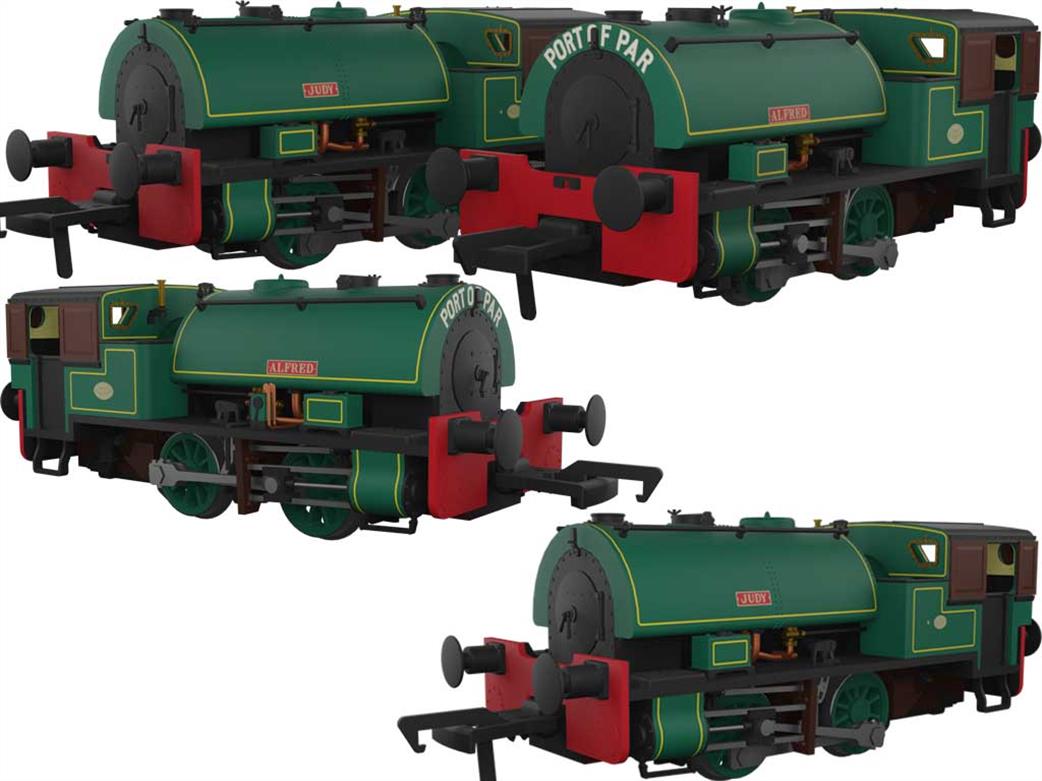 Rapido Trains 968001 Both Port of Par Bagnall 0-4-0ST Saddle Tank Engines Judy & Alfred Lined Dark Green OO