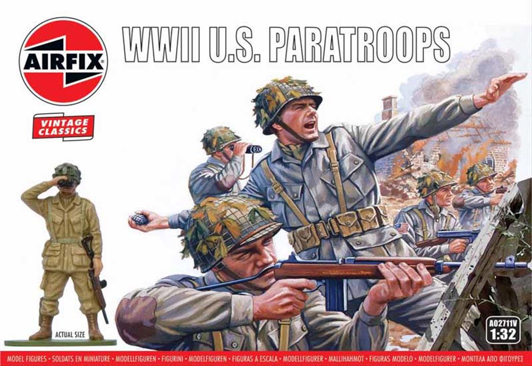 Airfix A02711V US Paratroopers unpainted Plastic Figure Set 1/32