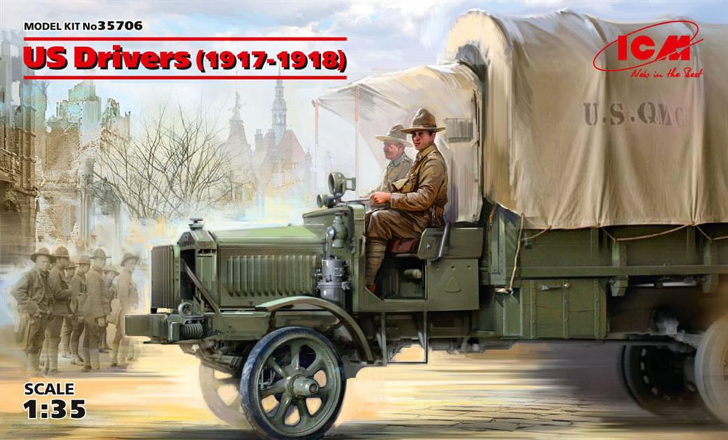 ICM 1/35 35706 US Drivers 1917-1918 Two Unpainted plastic Figures