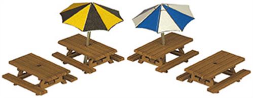 Metcalfe N Picnic Tables Mini-Kit PN810There are four tables in the Picnic Tables set, including two with parasols.