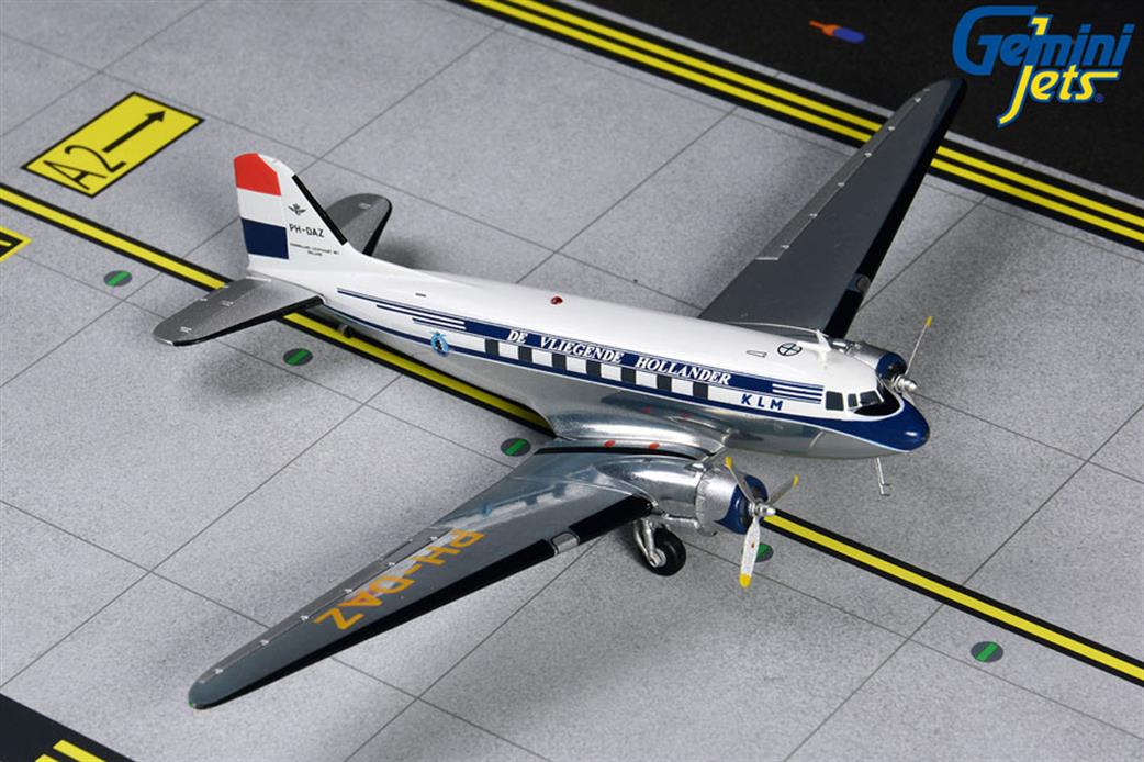 Gemini Jets 1/200 G2KLM843 KLM DC-3 Ph-DAZ 1950 Livery Diecast Model