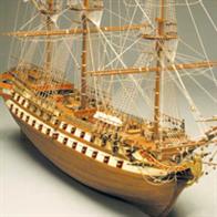 Built in 1708, the third rate French ship Le Superbe was 143 feet long with a beam of over 40 feet. At 1,029 tons, Le Superbe carried adequate provisions to remain at sea with a crew of more than 600 men for up to six months. King Charles was so impressed by her majestic size and beautiful ornamentation that he ordered Dean (England's foremost naval architect) to copy her lines and design.The kit includes laser cut frames for keel &amp; bulkheads, and exotic wood strip for hull planking. Also included is the wooden deck planking, masts and spars, lost wax castings and wooden fittings, etched brass detailing, cloth for the sails and flags. The instruction booklet is very detailed, taking you through every step of construction.Scale 1:75, Length: 1125mm.Skill Level 3