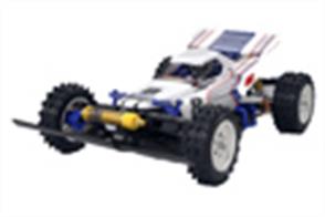 This Shaft driven 4WD chassis features a new suspension system with plenty of suspension stroke to allow dynamic driving on both on-road and off-road surfaces. Fitted with theDF-03 drive train, which includes front and rear ball differentials and full ball bearings. The CVA Damper Super Mini for front and rear suspensions are coupled with an option of 2 types of rear suspension arms allowing wheelbase adjustment and enabling fitting of short wheelbase (251mm) bodies as well as Long wheelbase. The upper arms feature threaded shafts enabling camber angle adjustments. An Electronic speed controller (TEU-101BK) &amp; Type 540 motor are included. This kit comes with a choice of 3-gear ratios: 8.22:1, 7.90:1, 7.16:1 and includes two spur gears (78T, 75T) and two pinion gears (29T, 32T)