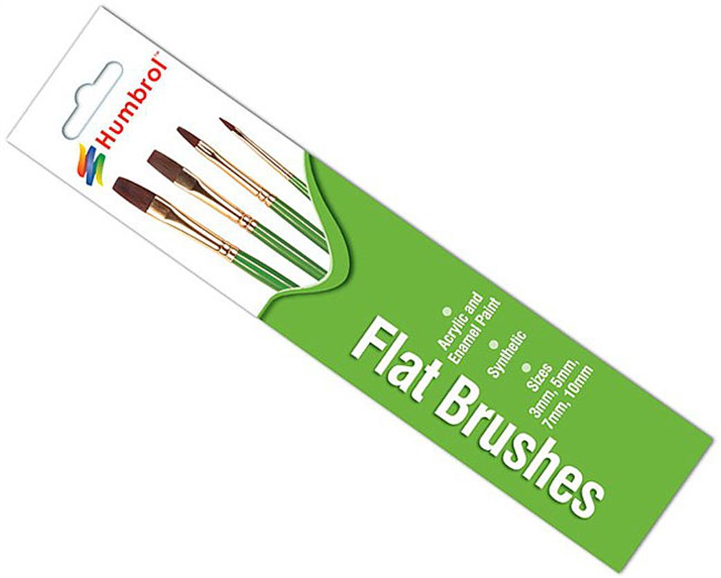 Humbrol  AG4305 Flat Brush Pack of 4 Paint Brushes
