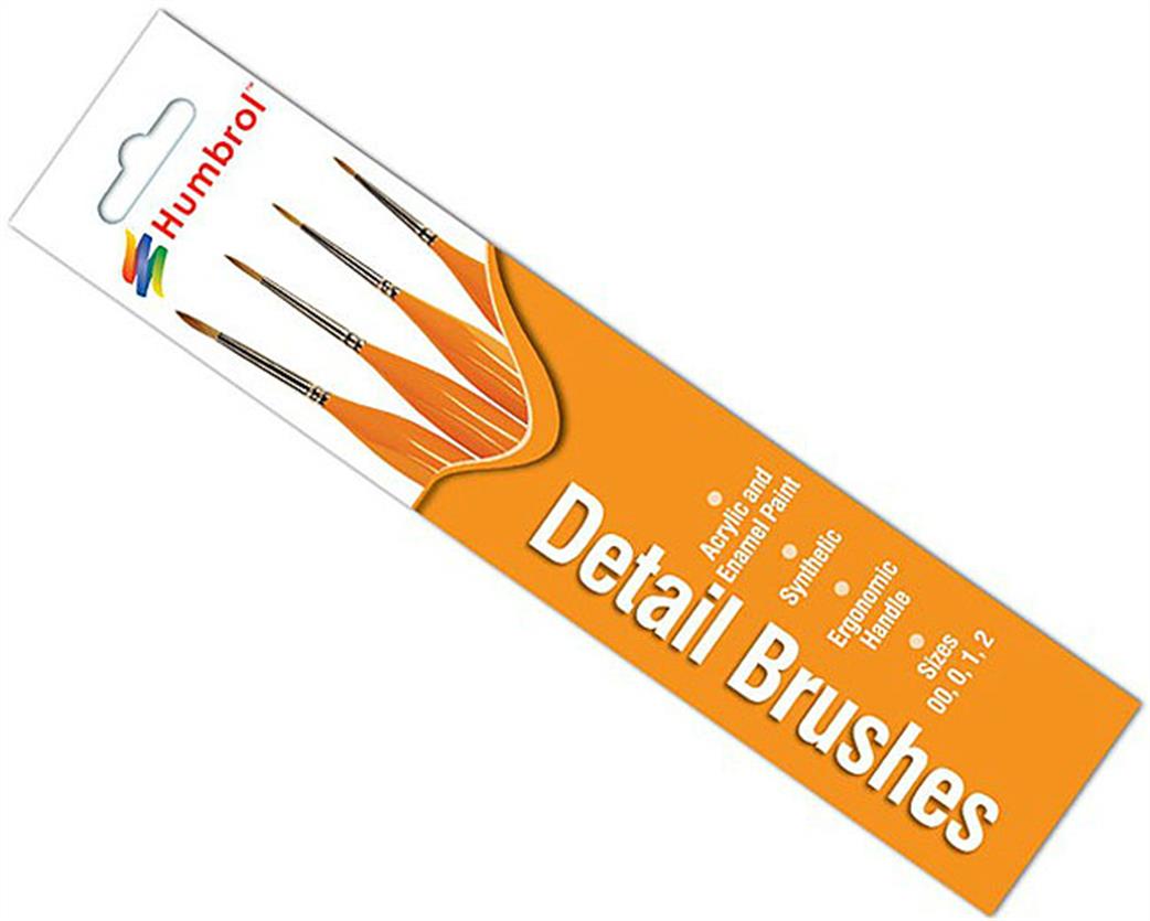 Humbrol  AG4304 Detail Brushes Pack of 4 Ergonomic Handle Paint Brushes