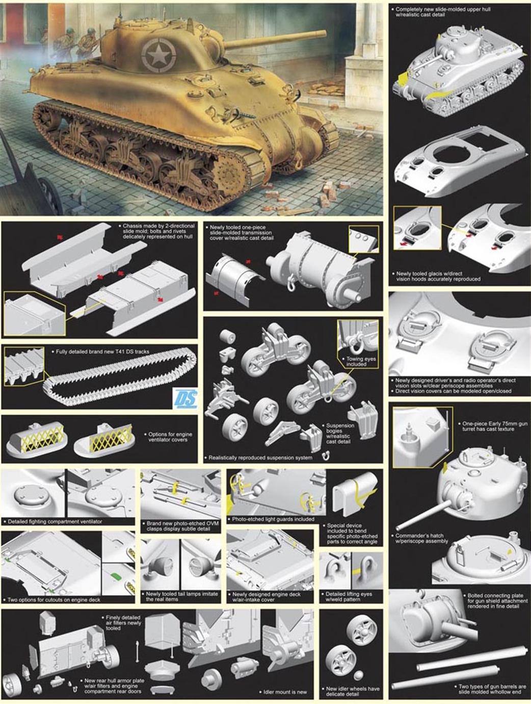 Dragon Models 1/35 6404 US Sherman M4A1 DV Tank Kit