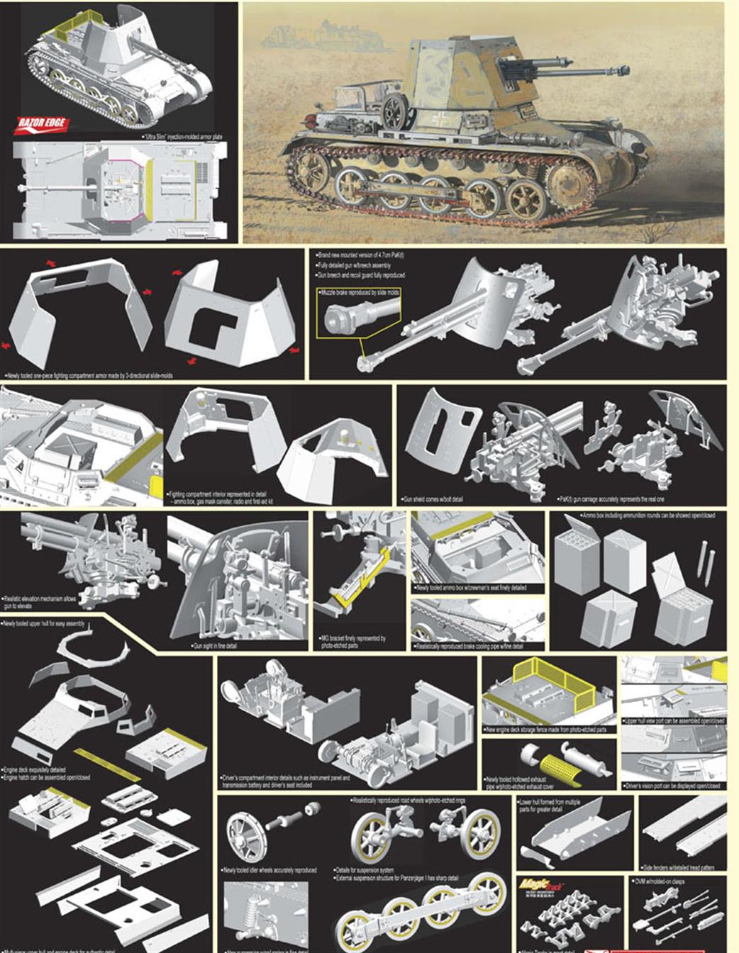 Dragon Models 1/35 6230 German WW2 Panzerjager I 4.7cm Pak(t) Tank Kit