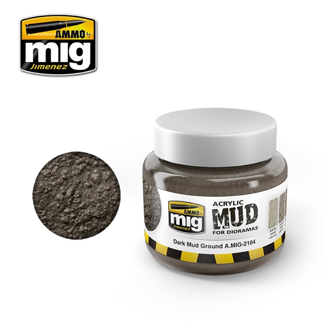 Ammo of Mig Jimenez  A.MIG-2104 Dark Mud Ground Acrylic Mud For Dioramas