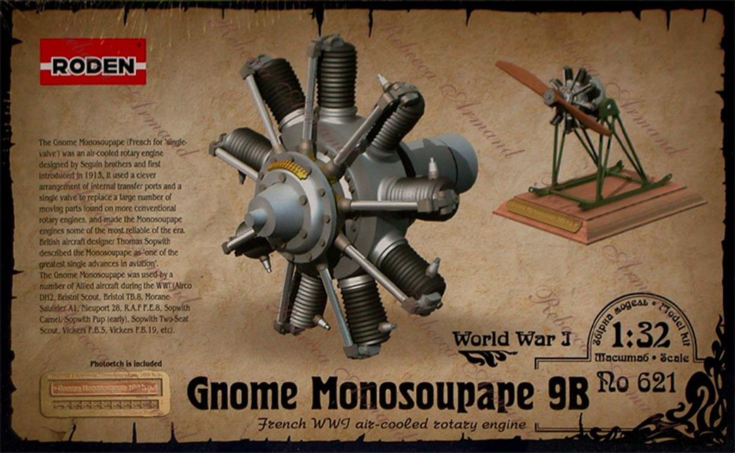 Roden 621 Gnome Monosoupape 100hp Engine Kit 1/32