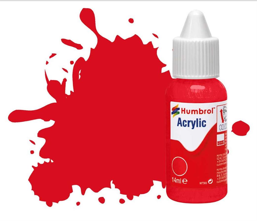 Humbrol  DB0019 19 Red Gloss 14ml Acrylic Paint Dropper Bottle