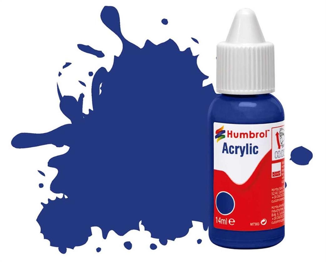 Humbrol  DB0025 25 Blue Matt 14ml Acrylic Paint Dropper Bottle