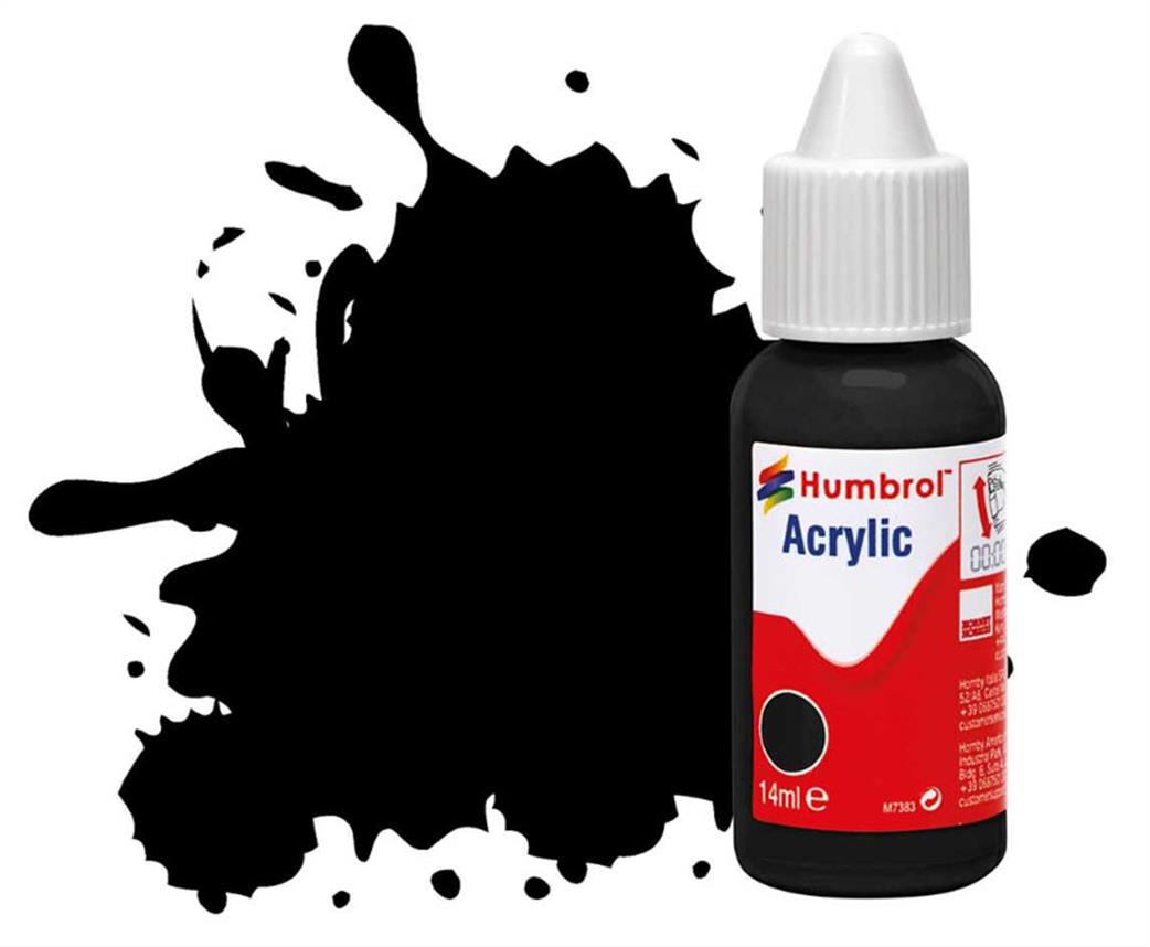 Humbrol  DB0033 33 Black Matt 14ml Acrylic Paint Dropper Bottle