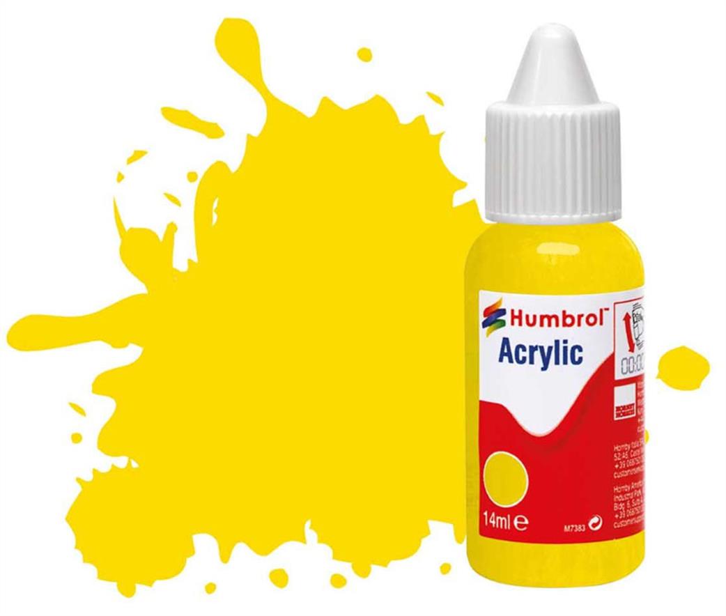 Humbrol  DB0069 69 Gloss Yellow Acrylic Paint 14ml Acrylic Paint Dropper Bottle