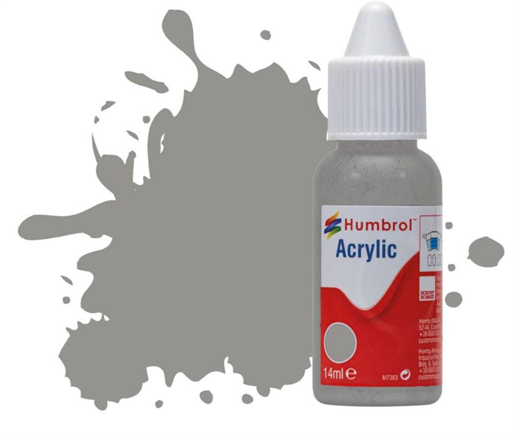 Humbrol  DB0126 126 US Medium Grey Satin Matt 14ml Acrylic Paint Dropper Bottle