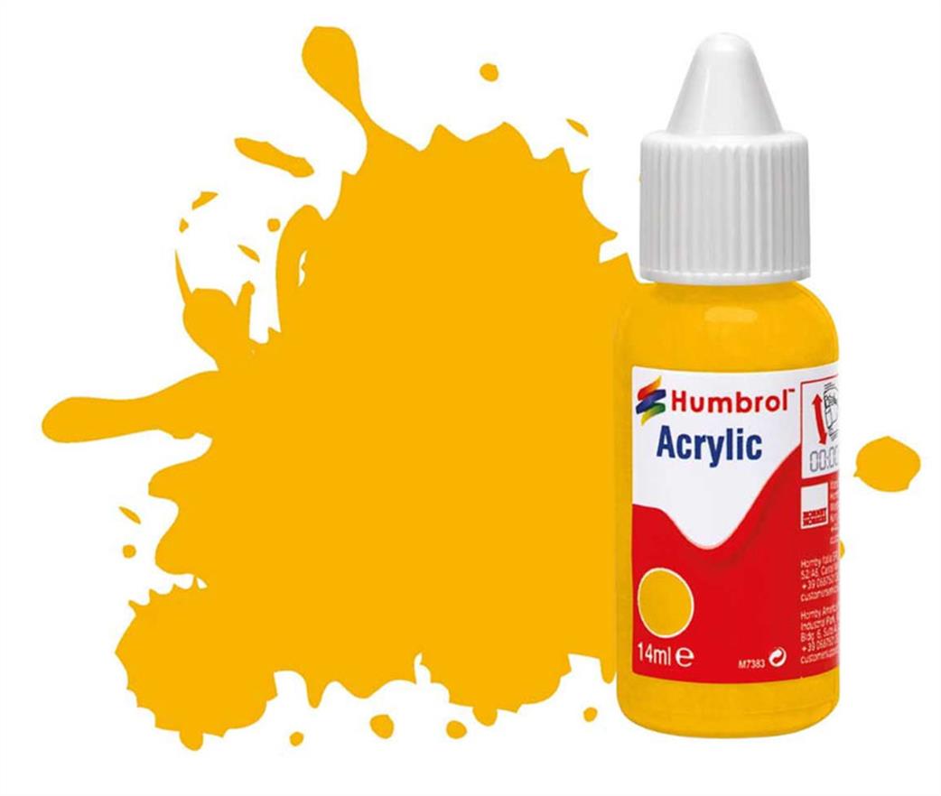 Humbrol  DB0154 154 Insignia Yellow Matt 14ml Acrylic Paint Dropper Bottle