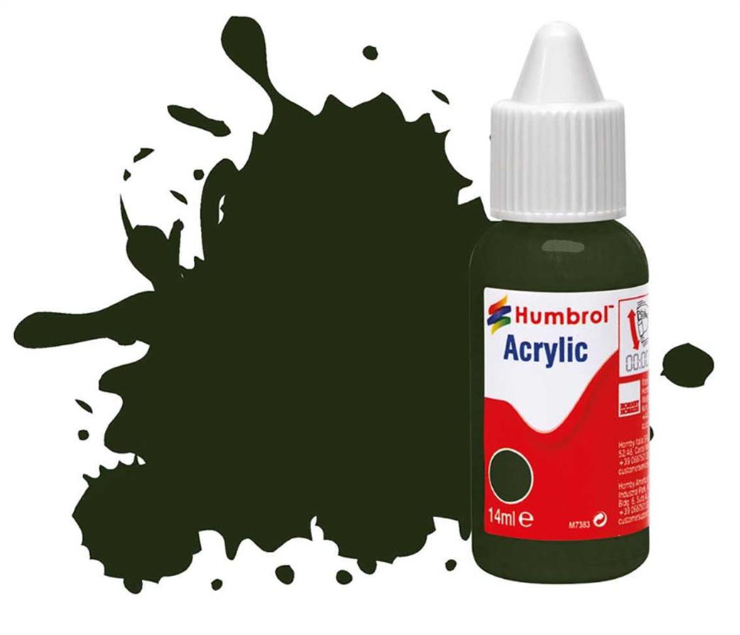 Humbrol  DB0163 163 Dark Green Satin Matt 14ml Acrylic Paint Dropper Bottle