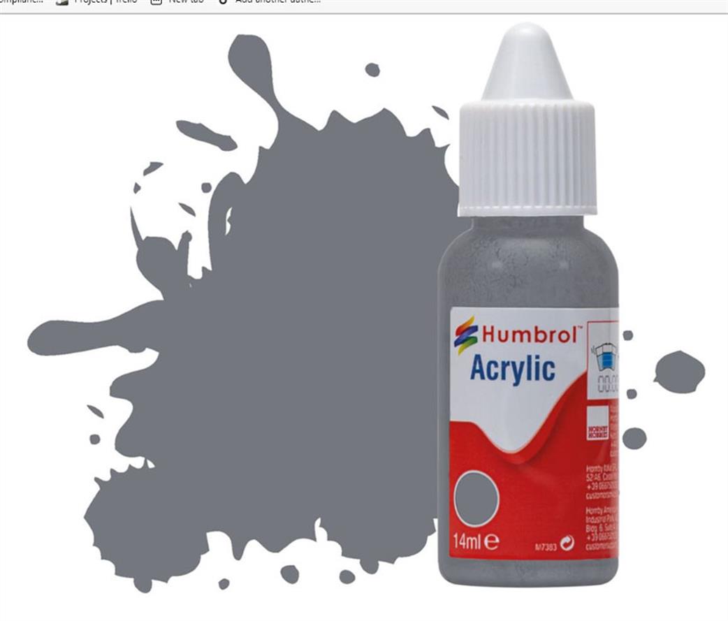 Humbrol  DB0164 164 Dark Sea Grey Satin Matt 14ml Acrylic Paint Dropper Bottle