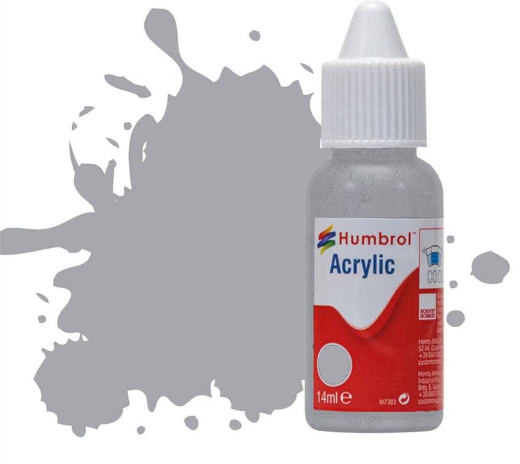 Humbrol  DB0165 165 Medium Sea Grey Satin Matt 14ml Acrylic Paint Dropper Bottle