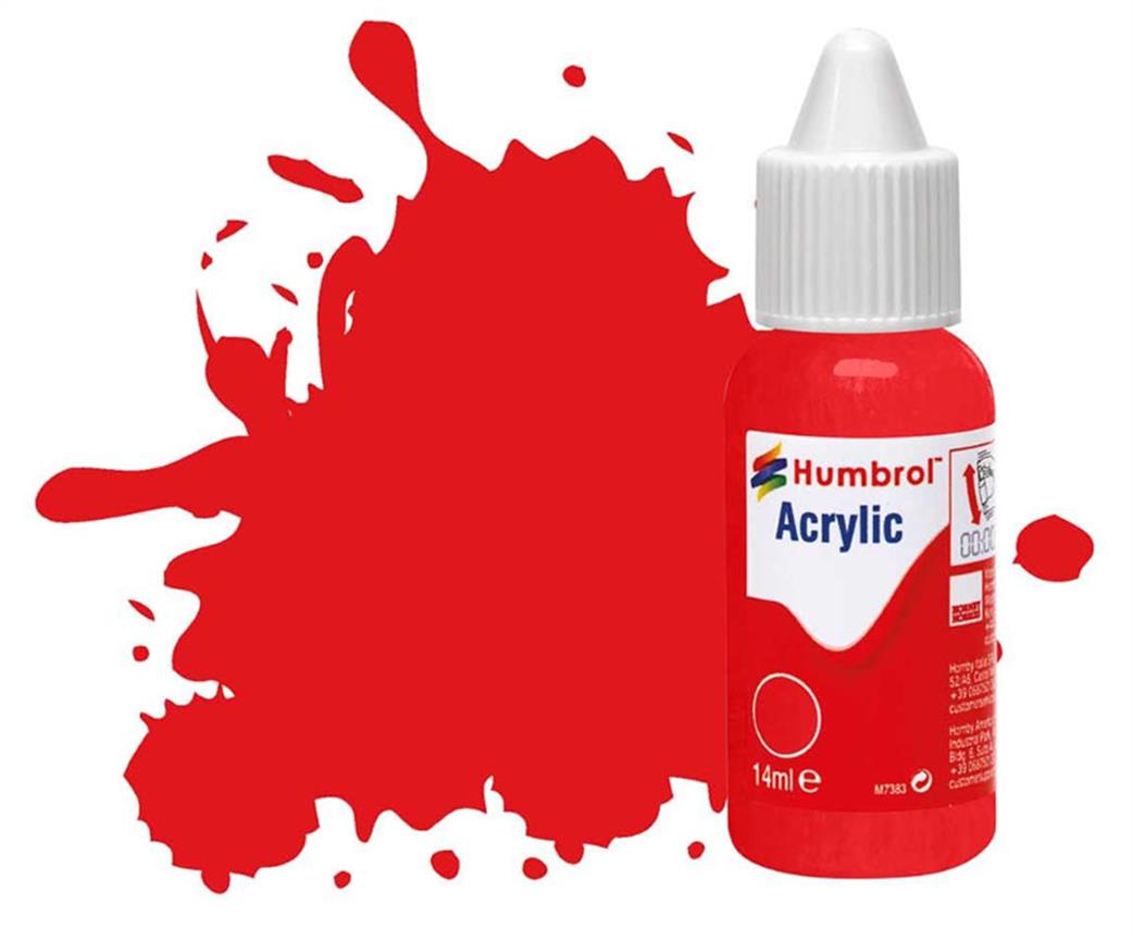 Humbrol  DB0209 209 Fire Orange Gloss 14ml Acrylic Paint Dropper Bottle