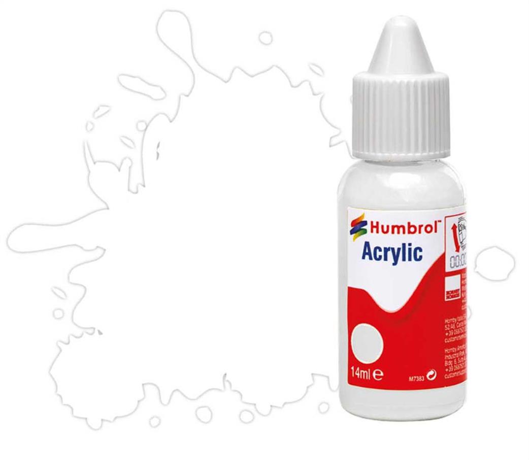 Humbrol  DB0130 130 Satin White 14ml Acrylic Paint Dropper Bottle