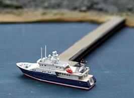 A 1/1250 scale model of Hanse Explorer, an 850 BRT ship to boldly go where other ships cannot reach!
