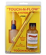 Touch-n-Flow System is a 3-piece set including the popular Touch-n-Flow applicator, applicator squeeze bottle and Plast-i-Weld liquid solvent cement.&nbsp; Use of the squeeze bottle makes a convenient way to fill and empty the Touch-N Flow applicator.Contents: Touch-N-Flow Applicator, Squeeze Bottle, and Plast-I-Weld solvent cement. 