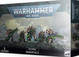 This multi-part plastic boxed set contains 80 components, two Necron transfer sheets and five Citadel 32mm Round Bases with which to build five Necron Immortals or five Necron Deathmarks.