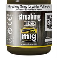 MIG Productions 1205 Enamel Streaking Effect - Winter GrimeEnamel Streaking Effect 35ml JarLight grey colour suitable for creating dirt streaks on light oe white coloured surfaces