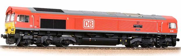 Nicely detailed model of EWS class 66 diesel locomotive 66117 painted in the current DB Cargo red livery.The Bachmann model features a wealth of fine detailing allied to a die-cast metal chassis and central mounted motor driving both bogies, providing excellent performance.Following the purchase of EWS by German rail freight conglomerate DB Schenker the former EWS locomotive fleet is being slowly repainted into the DB red scheme. A number of wagons have appeared in this scheme recently.Era 9 - current. DCC Ready 21 pin decoder required for DCC operation.