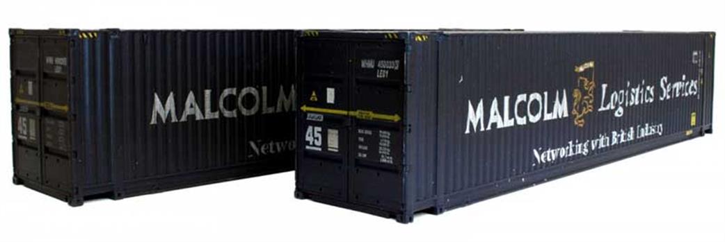 Dapol OO 4F-028-004 45 Foot Hi-Cube ISO Containers Malcolm Logistics Weathered Pack of 2
