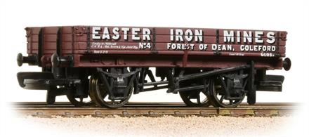 Low-sided open wagon operated by the Easter Iron Ore Mines of Coleford, Forest of Dean.These low-sided wagons were used to prevent overloading with the heavy iron ore