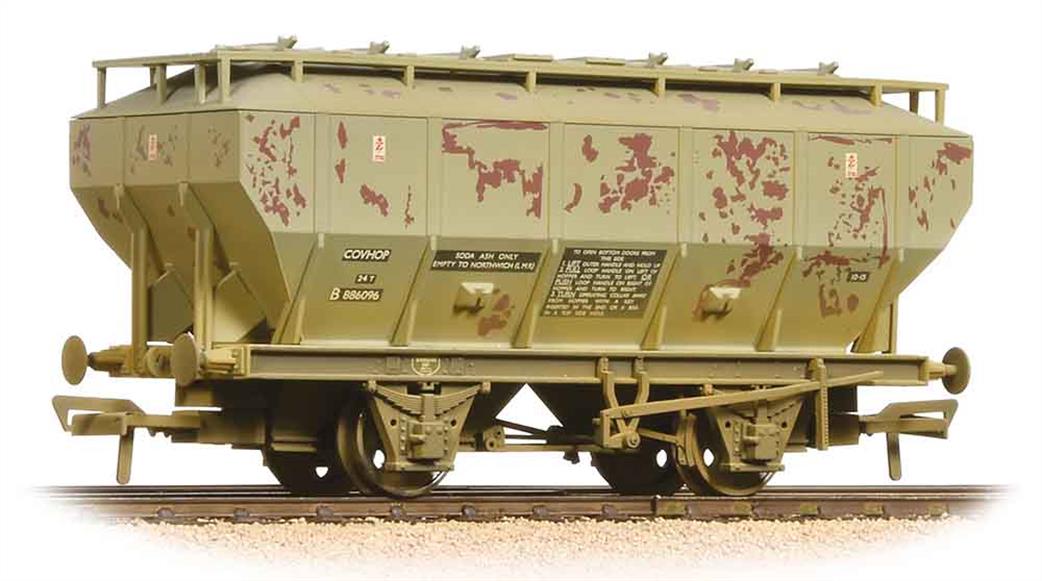 Bachmann OO 38-501A BR COVHOP Soda Ash Covered Hopper Wagon Light Grey Weathered