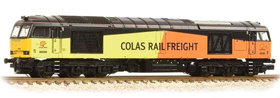 Colas have recently purchased a number of class 60 locomotives from DB Schenker, this model is finished in their bright orange and yellow livery as 60096.The Graham Farish class 60 models sets a very high standard for detail in N gauge. Careful design of the chassis has allowed the large grilles to retain sufficient depth to show the body structure members and internal equipment, replicating these visible parts on the real locomotives. Drive to both bogies is maintained from a centrally mounted motor, allowing realistic length trains to be hauled.Era 9. DCC Ready 6 pin decoder required for DCC operation. Directional lighting. NEM plug-in couplers. Length 144mm.