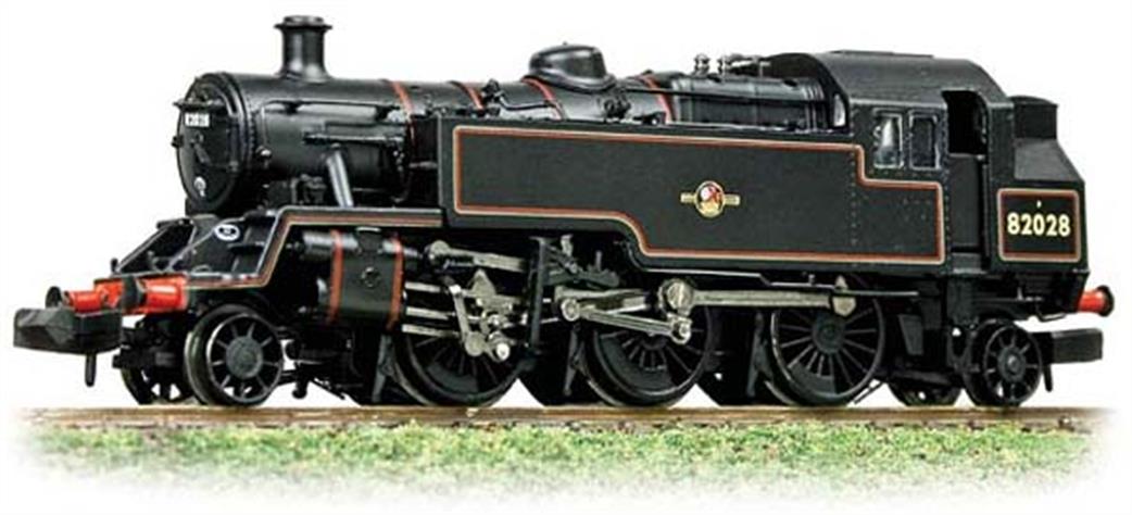 Graham Farish N 372-330 BR 82028 3MT Standard 2-6-2 Tank Locomotive Lined Black Late Crest Weathered
